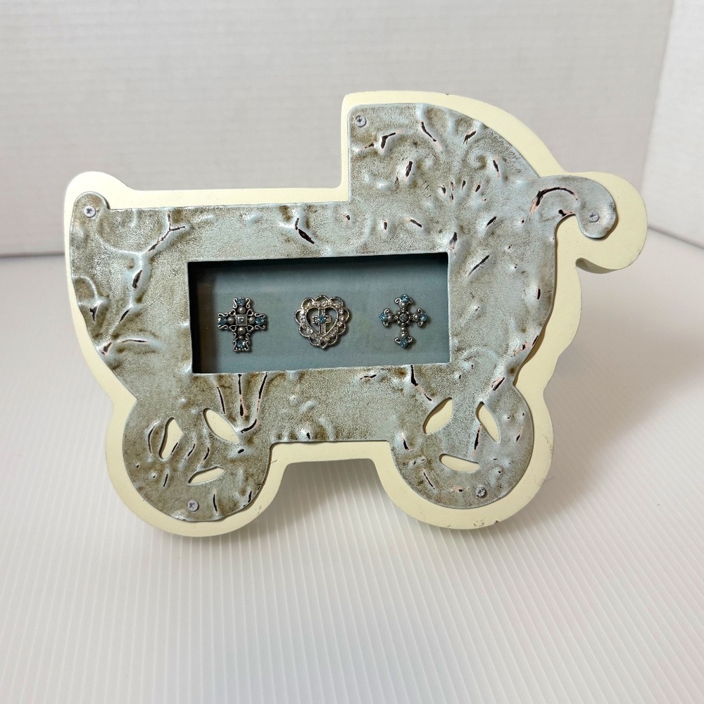 Belinda Miley Collection CBK 2007 Framed Cross Pendant Baby Carriage Nursery Art